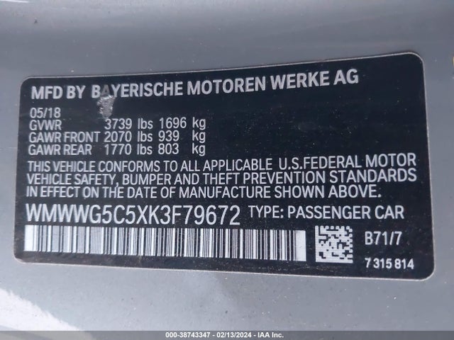 2019 MINI CONVERTIBLE WMWWG5C5XK3F79672 Photo 8