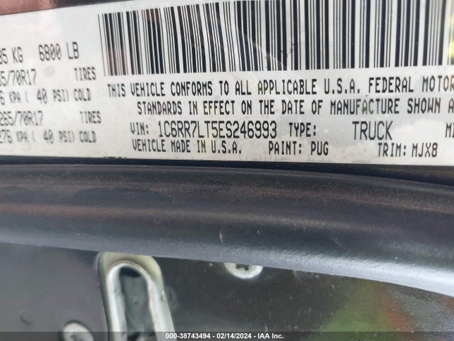 RAM 1500 Big Horn 2014 1C6RR7LT5ES246993 Image 9