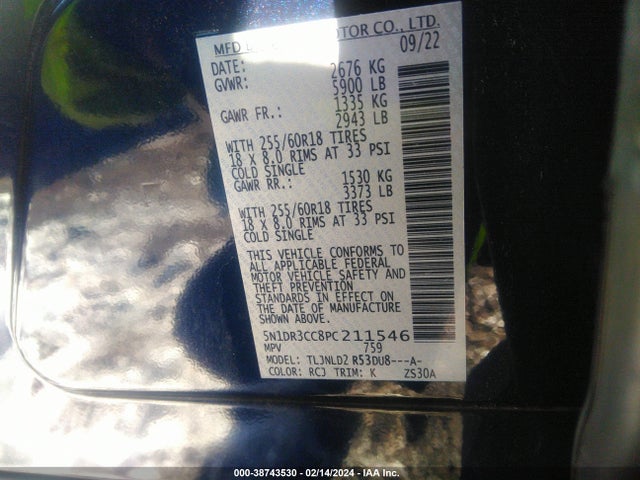 Nissan Pathfinder Sl 4wd 2023 5N1DR3CC8PC211546 Image 9