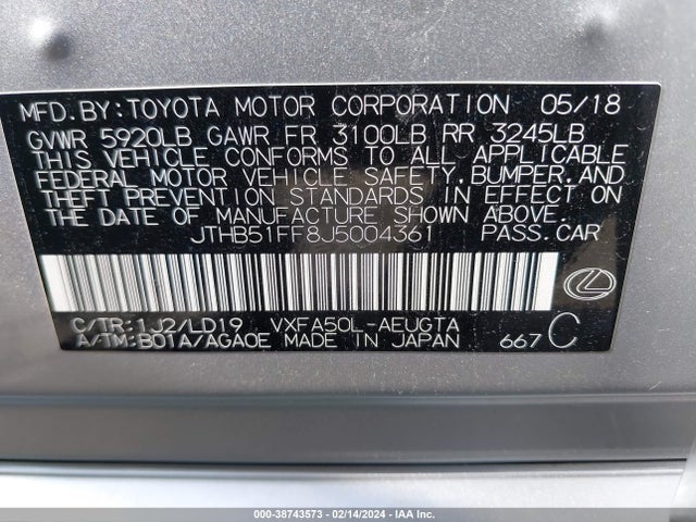 JTHB51FF8J5004361 Lexus Ls 500