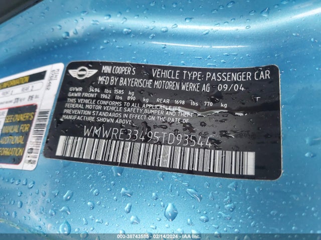 2005 MINI COOPER S WMWRE33495TD93544 Photo 8