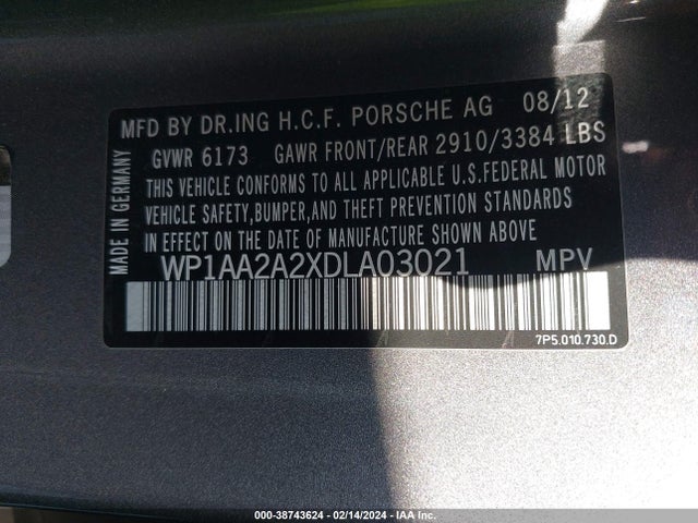 2013 PORSCHE CAYENNE WP1AA2A2XDLA03021 Photo 8