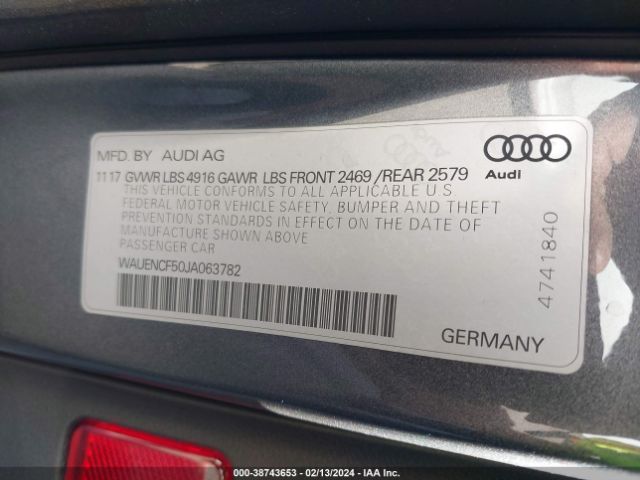 WAUENCF50JA063782 Audi A5 2.0t Premium