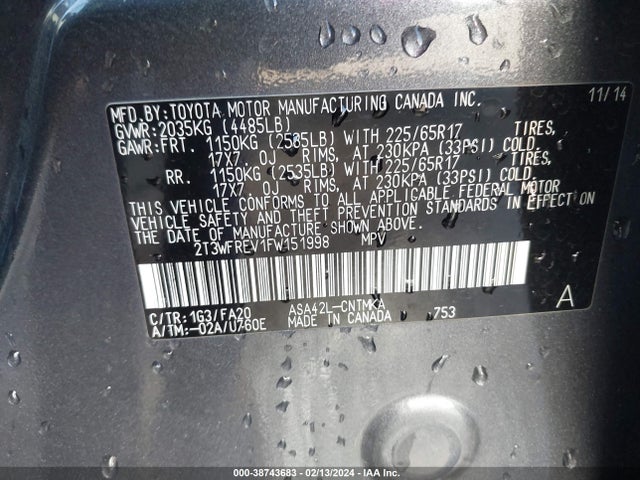 Toyota Rav4 Xle 2015 2T3WFREV1FW151998 Image 25