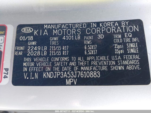 KIA SOUL + 2018 KNDJP3A53J7610883 Image 9