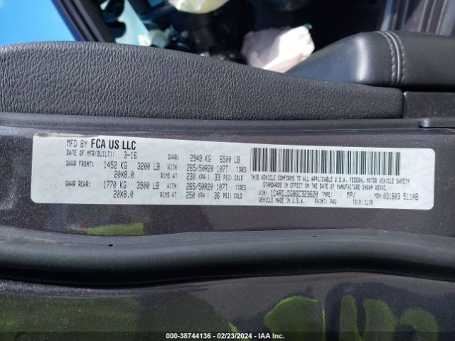 1C4RDJDG8GC323620 Dodge DURANGO LIMITED