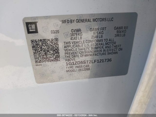2020 CHEVROLET MALIBU 1G1ZD5ST2LF121736 Photo 8