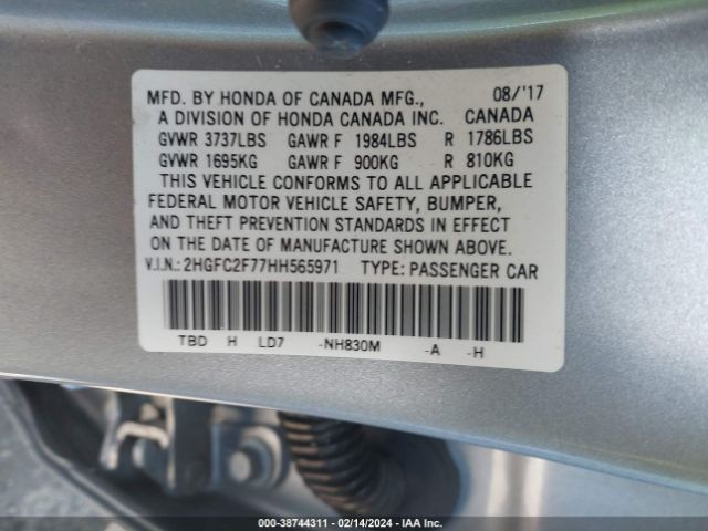 2HGFC2F77HH565971 Honda CIVIC EX
