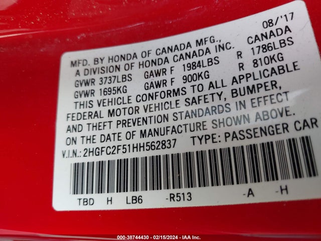 Honda Civic Lx 2017 2HGFC2F51HH562837 Image 9