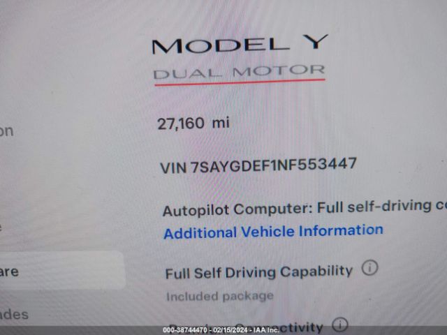 7SAYGDEF1NF553447 Tesla Model Y Performance Dual Motor All-wheel Drive