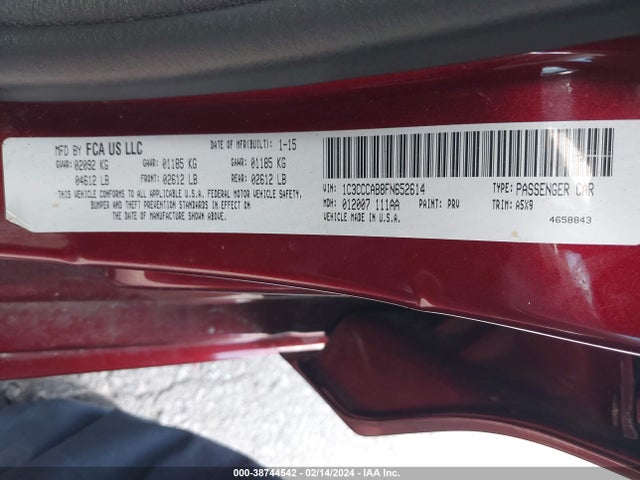 Chrysler 200 Limited 2015 1C3CCCAB8FN652614 Image 9