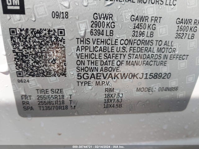 Buick Enclave Awd Essence 2019 5GAEVAKW0KJ158920 Image 9