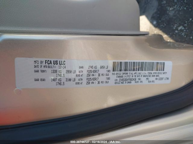 2C4RDGBG4FR663438 Dodge Grand Caravan Avp/se