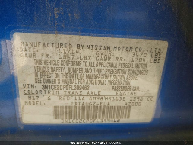Nissan Versa Note Sr 2015 3N1CE2CP0FL399462 Image 9