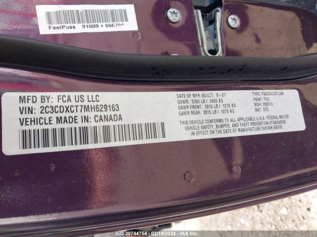 2C3CDXCT7MH629163 Dodge Charger R/t Rwd