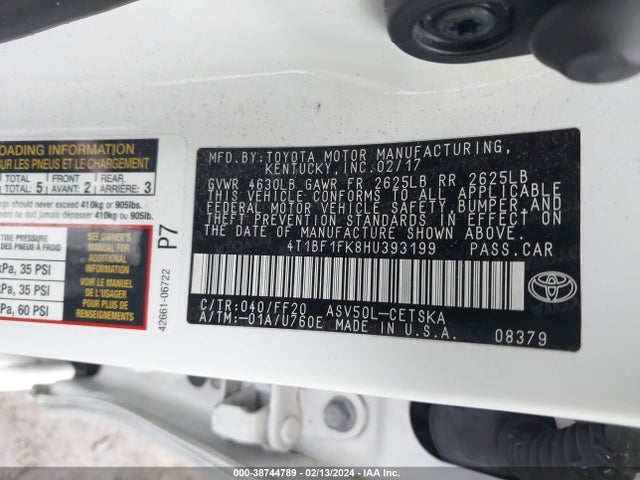 Toyota CAMRY SE 2017 4T1BF1FK8HU393199 Image 9