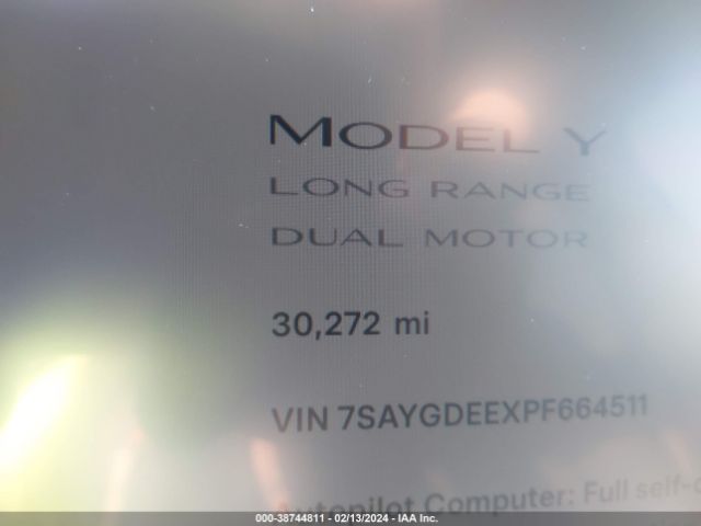 7SAYGDEEXPF664511 Tesla Model Y Awd/long Range Dual Motor All-wheel Drive