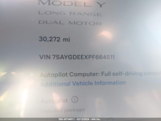 7SAYGDEEXPF664511 Tesla Model Y Awd/long Range Dual Motor All-wheel Drive