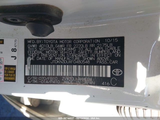 Toyota Prius Three 2015 JTDKN3DUXF0480548 Image 9
