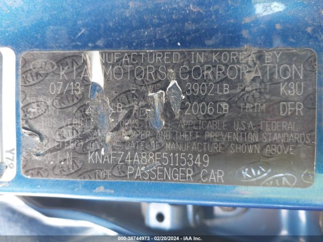 KNAFZ4A88E5115349 KIA FORTE EX