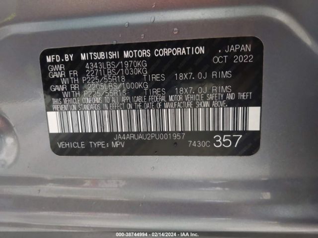 JA4ARUAU2PU001957 Mitsubishi Outlander Sport 2.0 Es Awc