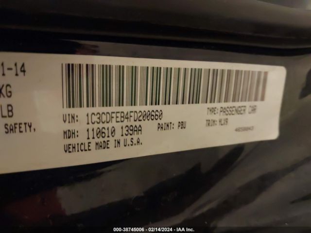 1C3CDFEB4FD200660 Dodge DART GT