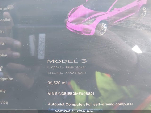 5YJ3E1EB0MF998821 Tesla Model 3 Long Range Dual Motor All-wheel Drive