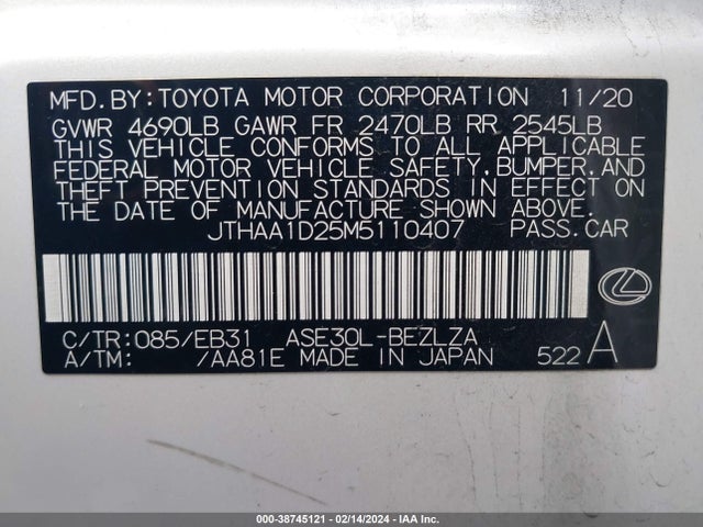 JTHAA1D25M5110407 Lexus IS 300