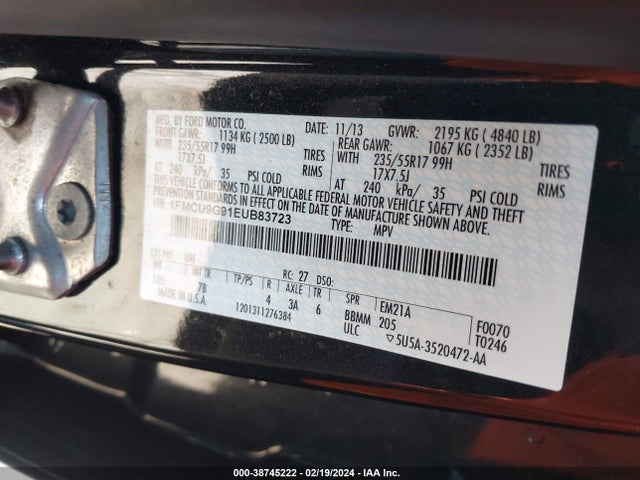 Ford ESCAPE SE 2014 1FMCU9G91EUB83723 Image 9
