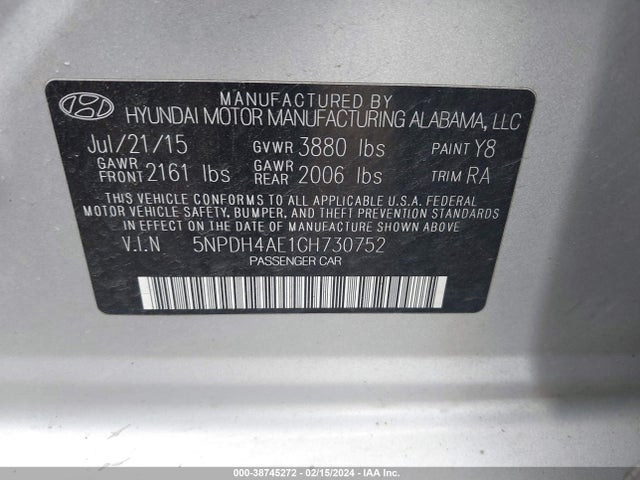 Hyundai ELANTRA SE 2016 5NPDH4AE1GH730752 Image 9