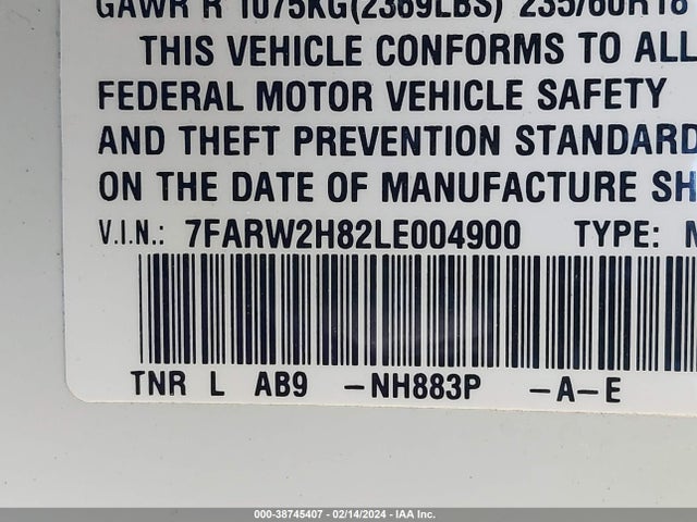 Honda Cr-v Awd Ex-l 2020 7FARW2H82LE004900 Image 9