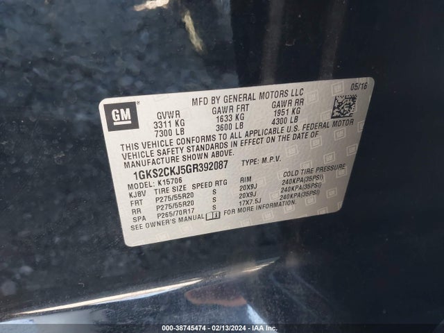 GMC YUKON DENALI 2016 1GKS2CKJ5GR392087 Image 9