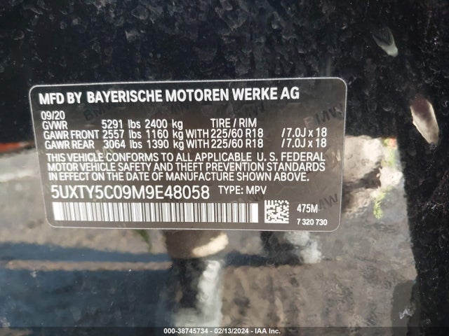 BMW X3 Xdrive30i 2021 5UXTY5C09M9E48058 Image 9