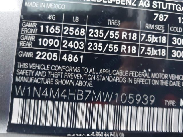 W1N4M4HB7MW105939 Mercedes-Benz Glb 250 4matic
