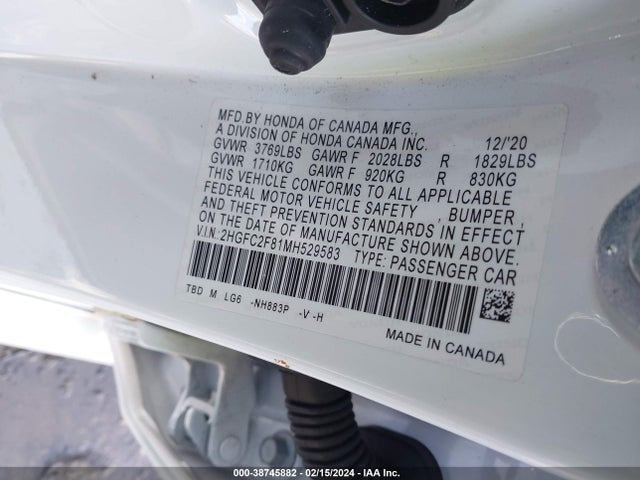 Honda Civic Sport 2021 2HGFC2F81MH529583 Image 9