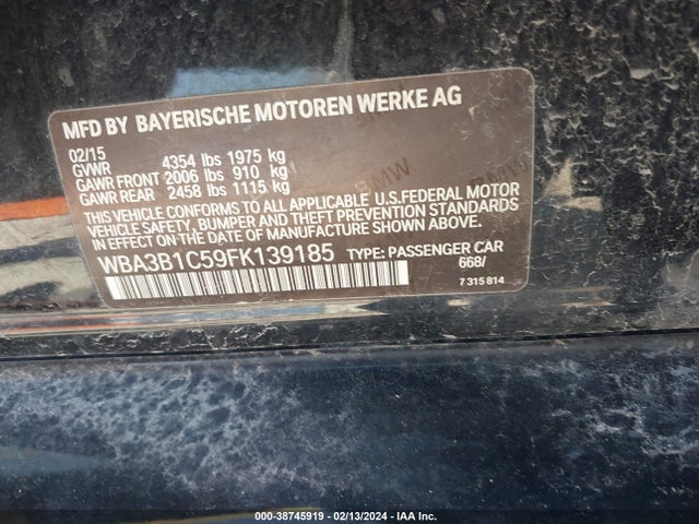 BMW 320i 2015 WBA3B1C59FK139185 Image 9