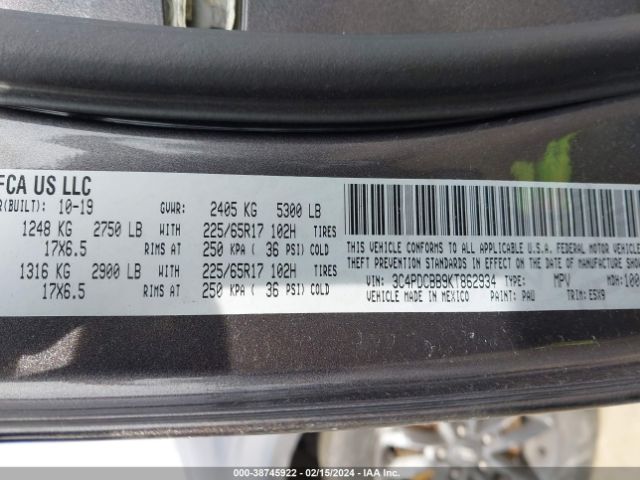 3C4PDCBB9KT862934 Dodge JOURNEY SE