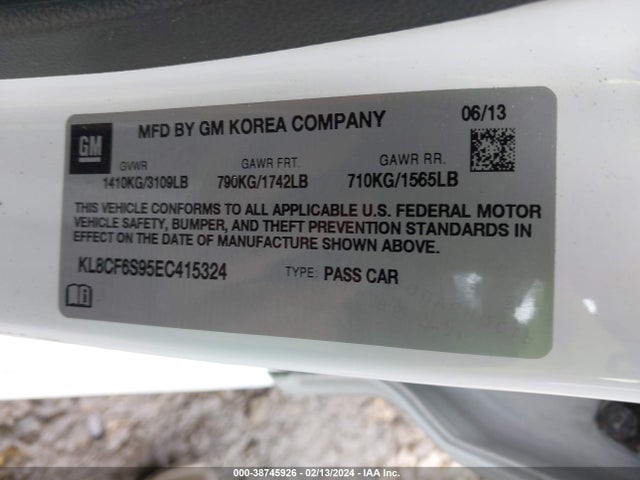 Chevrolet Spark 2lt Auto 2014 KL8CF6S95EC415324 Image 9