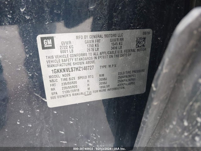 GMC Acadia Slt-1 2017 1GKKNVLS7HZ148727 Image 9