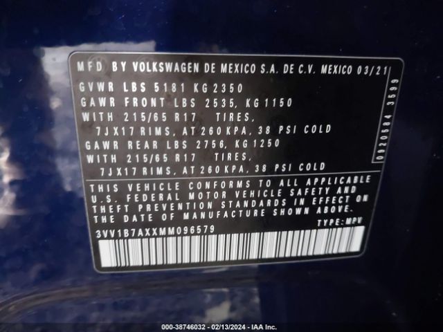2021 VOLKSWAGEN TIGUAN 3VV1B7AXXMM096579 Photo 8