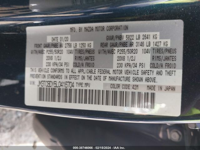 2020 MAZDA CX-9 JM3TCBDY5L0416704 Photo 8