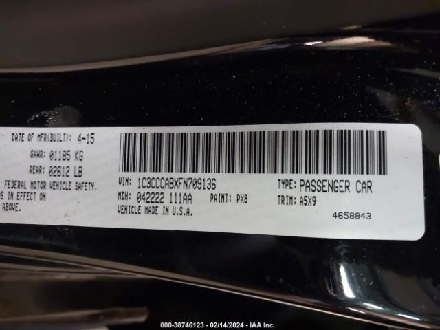 1C3CCCABXFN709136 Chrysler 200 Limited