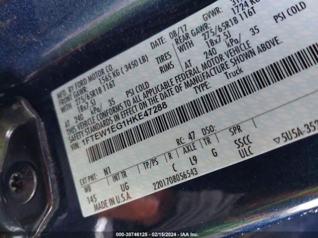 1FTEW1EG1HKE47288 Ford F-150 Xlt