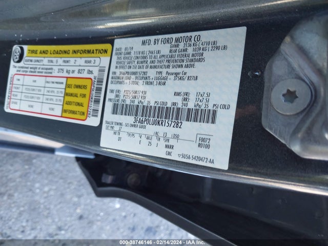 Ford Fusion Hybrid Se 2019 3FA6P0LU0KR157282 Image 9