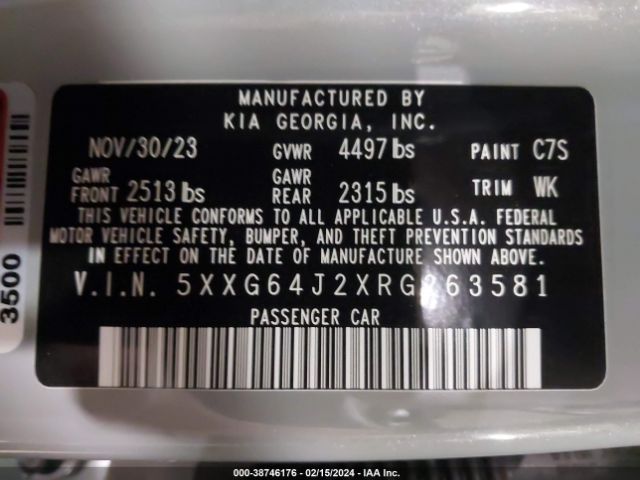 5XXG64J2XRG263581 KIA K5 Gt-line