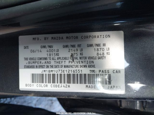 JM1BM1U73E1216551 Mazda Mazda3 I Sport