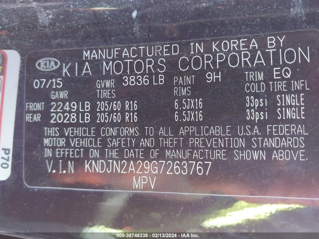 KIA Soul 2016 KNDJN2A29G7263767 Image 9