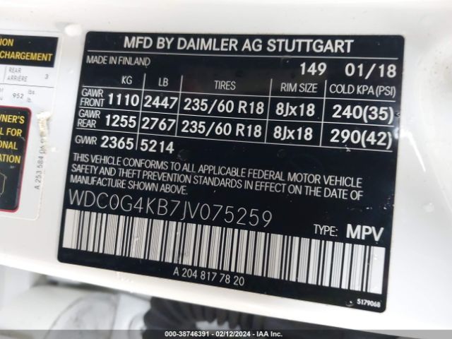 WDC0G4KB7JV075259 Mercedes-Benz Glc 300 4matic