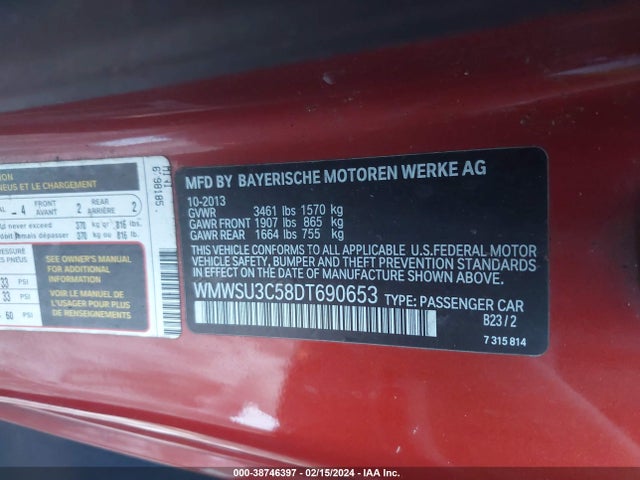 2013 MINI HARDTOP WMWSU3C58DT690653 Photo 8