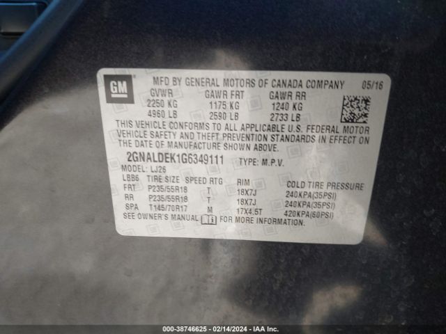 2GNALDEK1G6349111 Chevrolet Equinox Ltz